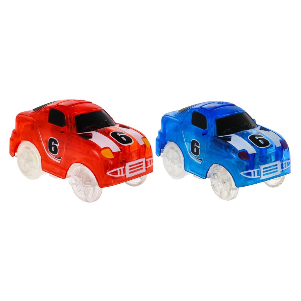 JOKO Svietiaca autodráha FLUOR 166ks s LED svetlom a hudobným panelom + 2 autíčka 