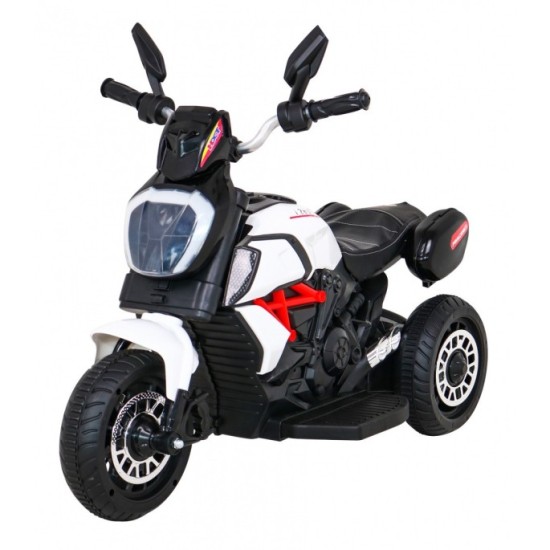 JOKO Elektrická motorka Fast Tourist 83cm, kožené sedadlo, biela