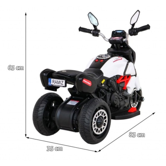 JOKO Elektrická motorka Fast Tourist 83cm, kožené sedadlo, biela