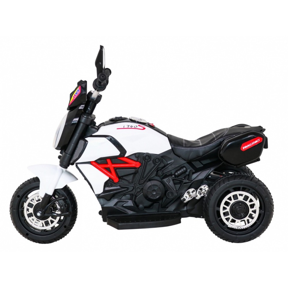 JOKO Elektrická motorka Fast Tourist 83cm, kožené sedadlo, biela