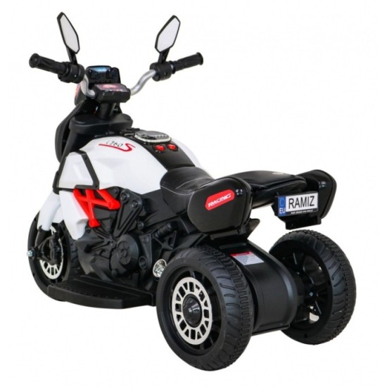 JOKO Elektrická motorka Fast Tourist 83cm, kožené sedadlo, biela