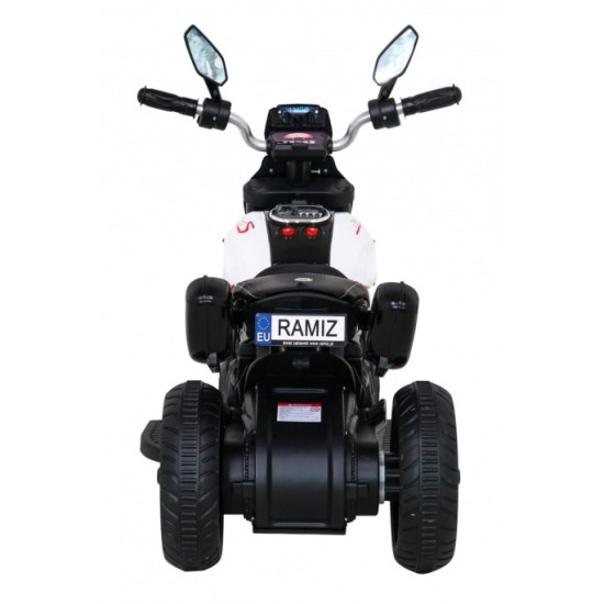 JOKO Elektrická motorka Fast Tourist 83cm, kožené sedadlo, biela