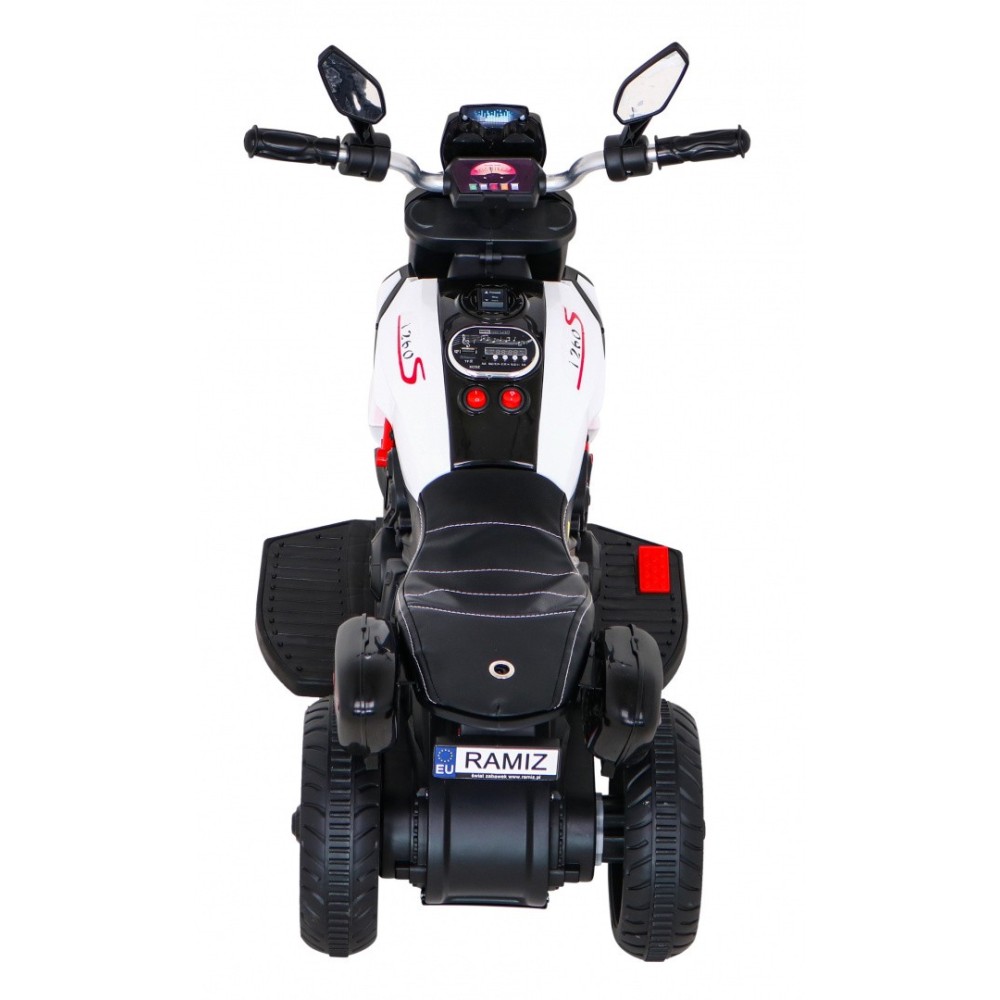 JOKO Elektrická motorka Fast Tourist 83cm, kožené sedadlo, biela