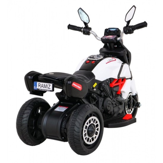 JOKO Elektrická motorka Fast Tourist 83cm, kožené sedadlo, biela