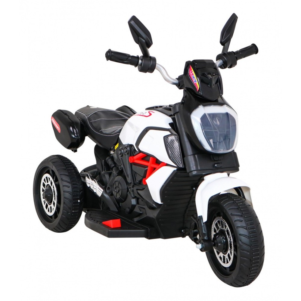 JOKO Elektrická motorka Fast Tourist 83cm, kožené sedadlo, biela