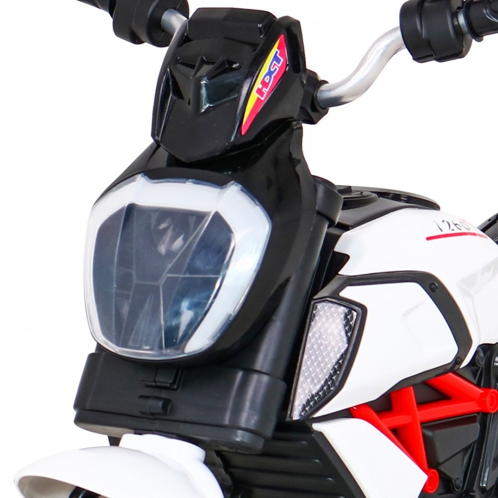 JOKO Elektrická motorka Fast Tourist 83cm, kožené sedadlo, biela