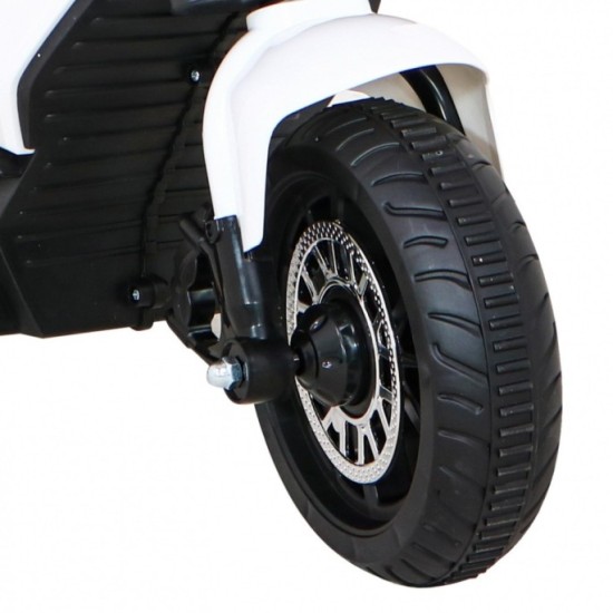 JOKO Elektrická motorka Fast Tourist 83cm, kožené sedadlo, biela