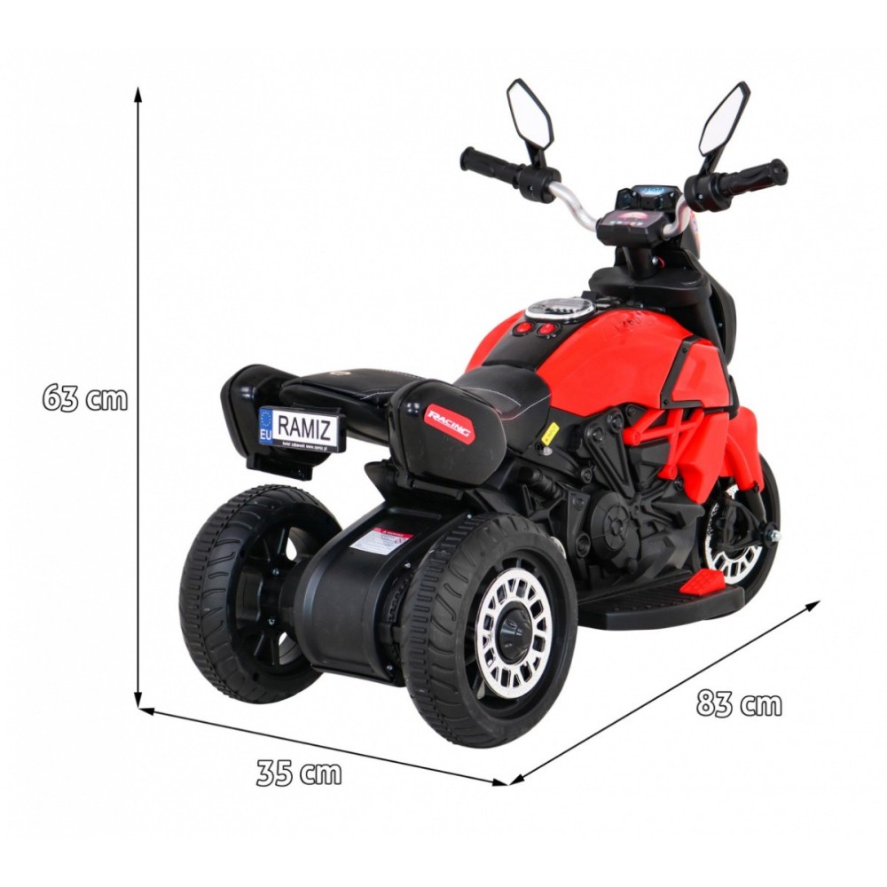 JOKO Elektrická motorka Fast Tourist 83cm, kožené sedadlo, červená