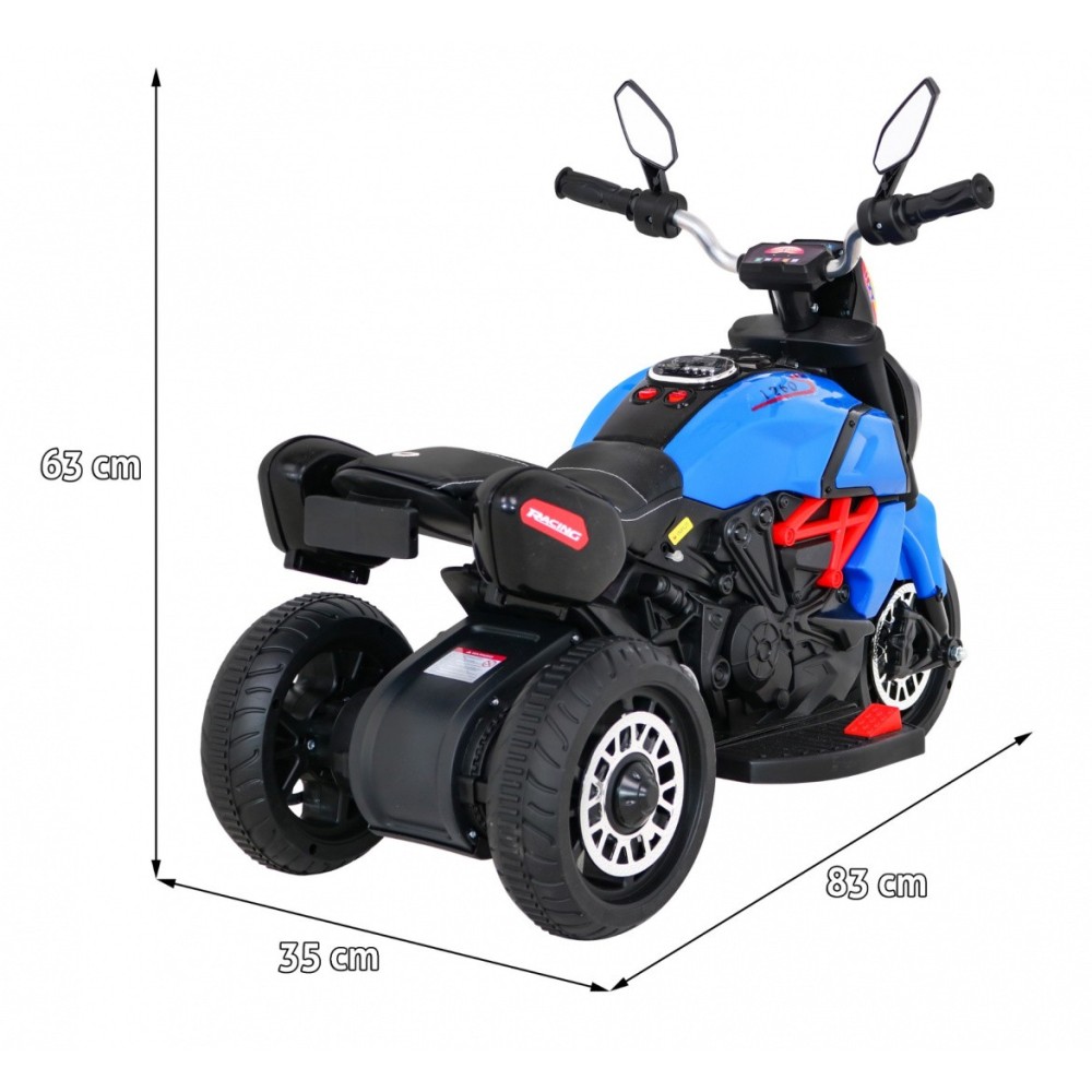 JOKO Elektrická motorka Fast Tourist 83cm, kožené sedadlo, modrá