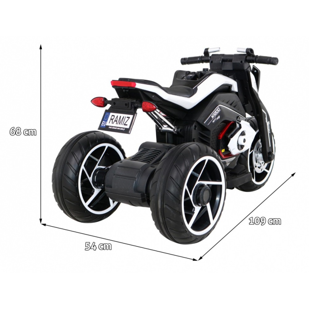 JOKO Elektrická motorka Future 109cm, penové kolesá, biela