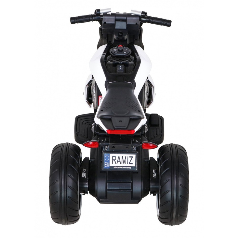JOKO Elektrická motorka Future 109cm, penové kolesá, biela