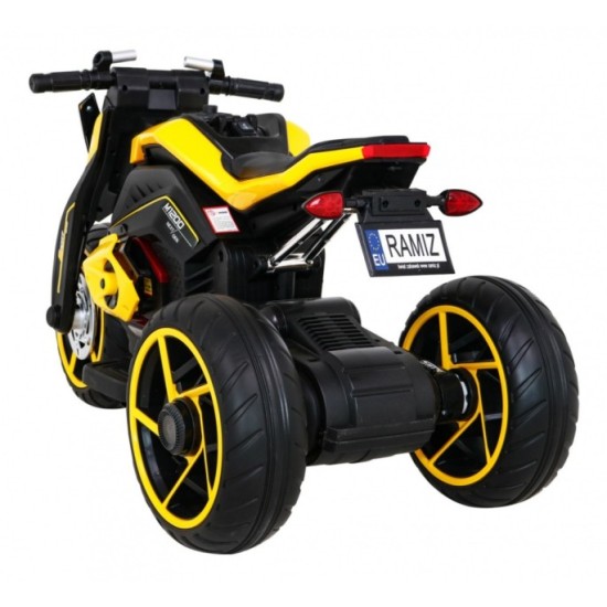 JOKO Elektrická motorka Future 109cm, penové kolesá, žltá