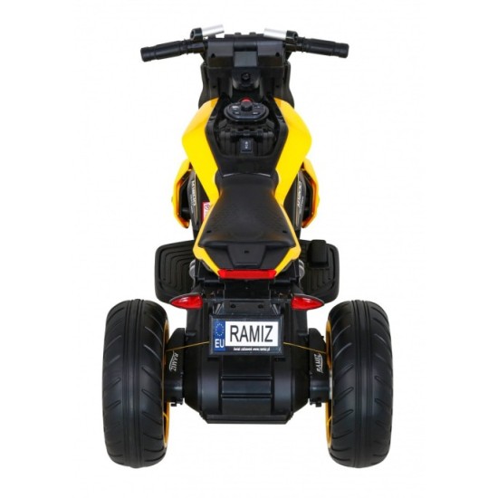 JOKO Elektrická motorka Future 109cm, penové kolesá, žltá