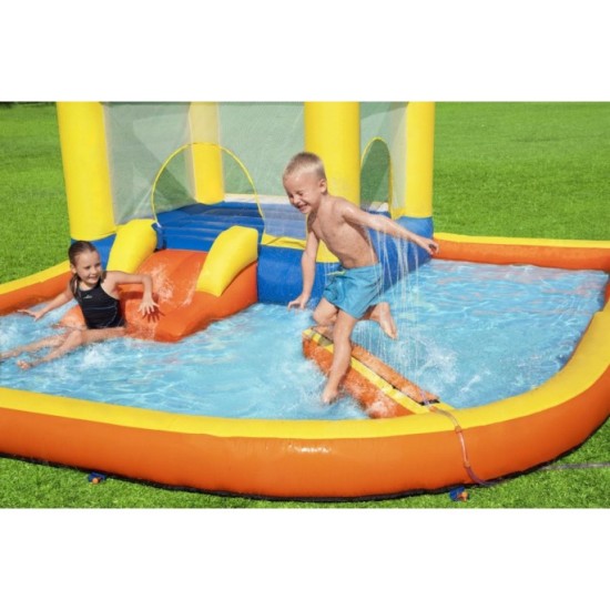 Bestway 53381 Vodný park, vodné ihrisko, Nafukovacia trampolína s bazénom, šmýkačkou a fontánou 365 cm x 340 cm
