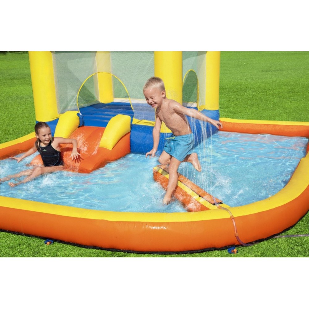 Bestway 53381 Vodný park, vodné ihrisko, Nafukovacia trampolína s bazénom, šmýkačkou a fontánou 365 cm x 340 cm