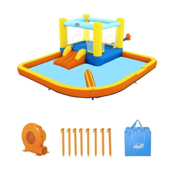 Bestway 53381 Vodný park, vodné ihrisko, Nafukovacia trampolína s bazénom, šmýkačkou a fontánou 365 cm x 340 cm