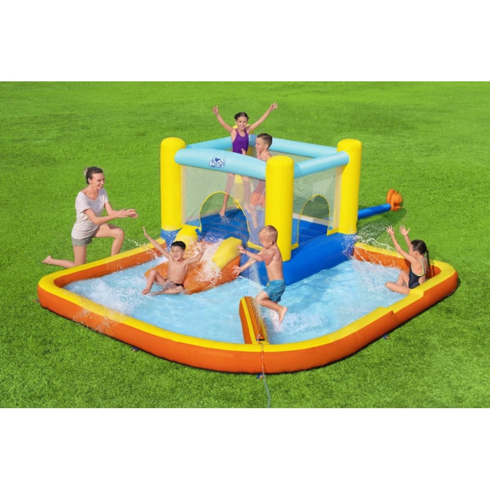 Bestway 53381 Vodný park, vodné ihrisko, Nafukovacia trampolína s bazénom, šmýkačkou a fontánou 365 cm x 340 cm