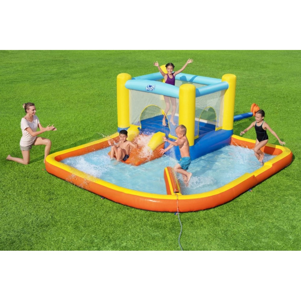 Bestway 53381 Vodný park, vodné ihrisko, Nafukovacia trampolína s bazénom, šmýkačkou a fontánou 365 cm x 340 cm