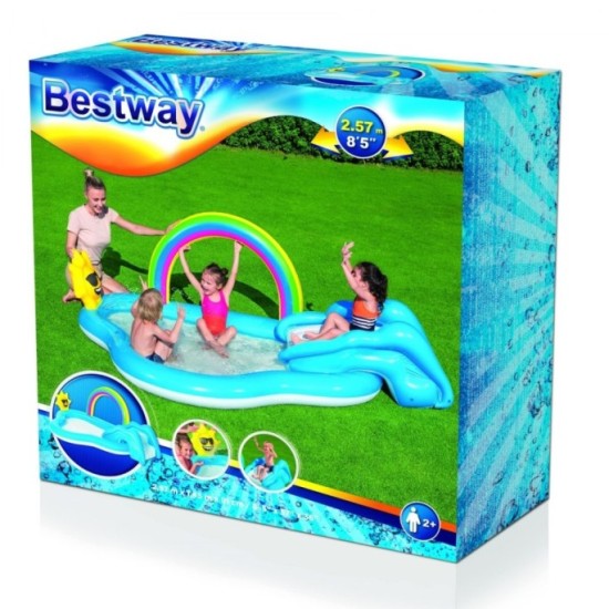Bestway 53092 Detský nafukovací bazén so šmýkačkou a fontánou Dúha