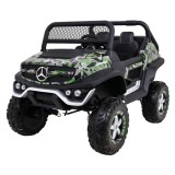 JOKO Elektrické autíčko Mercedes BENZ UNIMOG 4x4, penové kolesá, kožené sedadlo, FM rádio, maskáčové