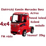 JOKO Elektrické autíčko, Elektrický Kamión Mercedes Benz Actros 4x45W, penové kolesá, kožené sedadlo, odpružené, FM rádio, červe