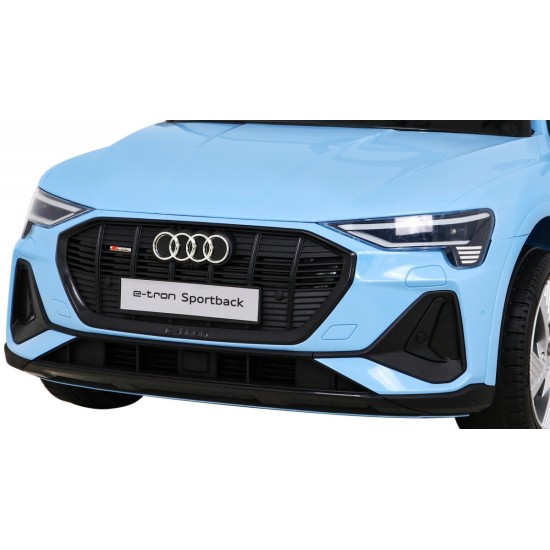 JOKO Elektrické autíčko AUDI E-Tron Sportback 4x4, penové kolesá, kožené sedadlo, modré