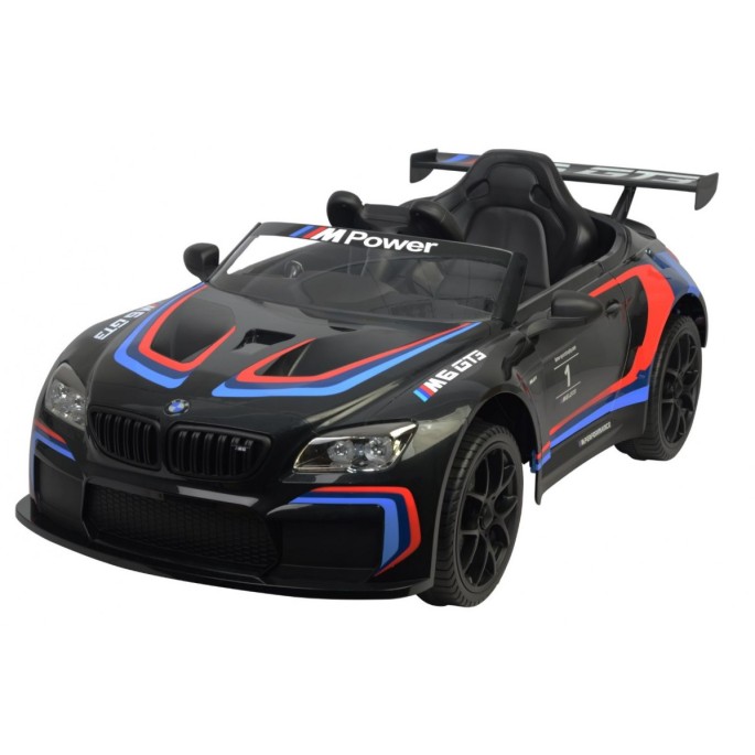 JOKO Elektrické autíčko BMW M6 GT3, penové kolesá, kožené sedadlo, USB, MP3, aktívna ventilácia, čierne