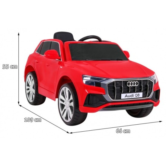 JOKO Elektrické autíčko Audi Q8 Lift, penové kolesá, kožené sedadlo, USB, MP3, červené