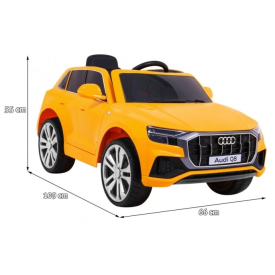 JOKO Elektrické autíčko Audi Q8 Lift, penové kolesá, kožené sedadlo, USB, MP3, žlté