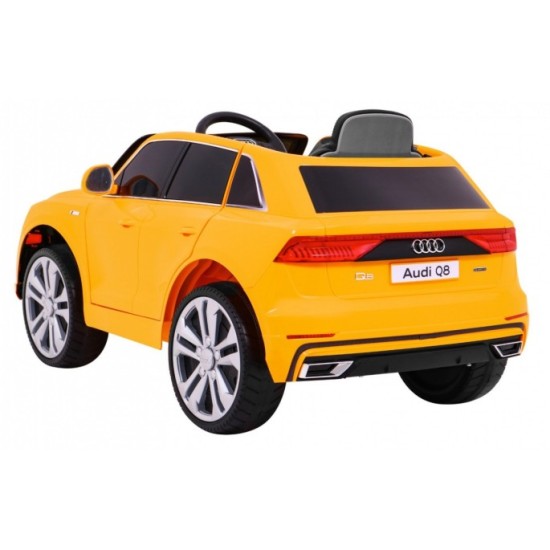 JOKO Elektrické autíčko Audi Q8 Lift, penové kolesá, kožené sedadlo, USB, MP3, žlté