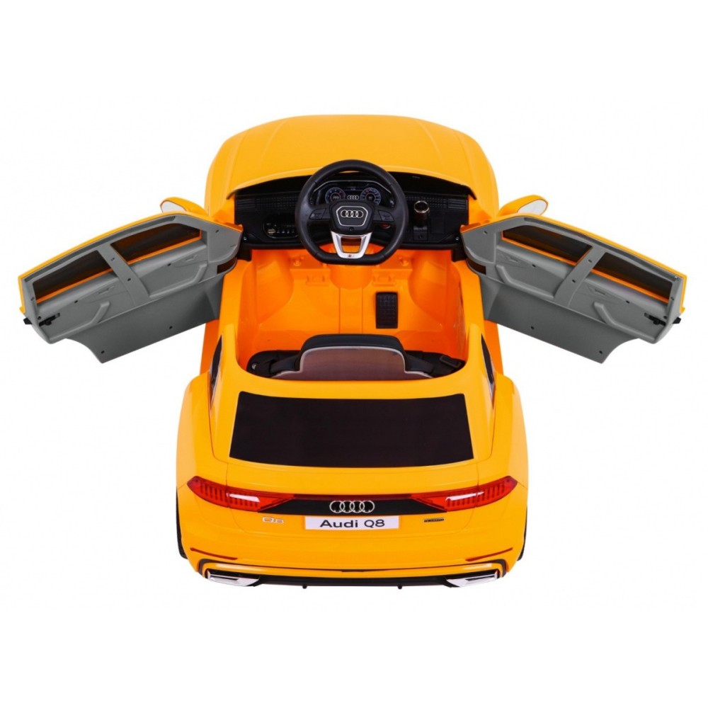JOKO Elektrické autíčko Audi Q8 Lift, penové kolesá, kožené sedadlo, USB, MP3, žlté