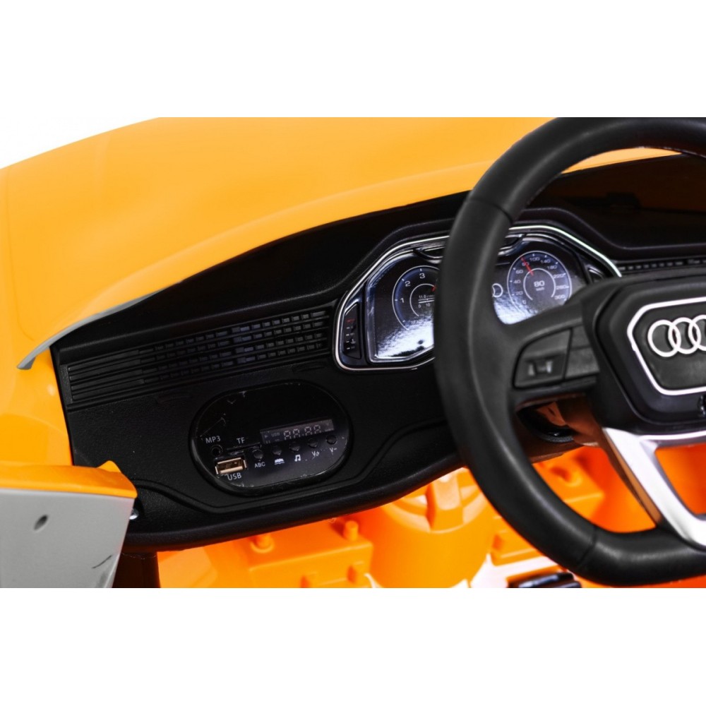 JOKO Elektrické autíčko Audi Q8 Lift, penové kolesá, kožené sedadlo, USB, MP3, žlté