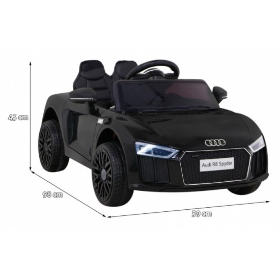 JOKO Elektrické autíčko AUDI R8, penové kolesá, kožené sedadlo, čierne