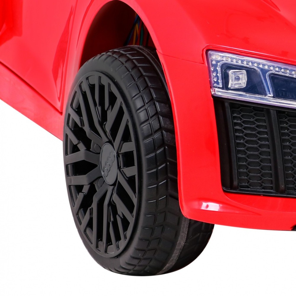 JOKO Elektrické autíčko AUDI R8, penové kolesá, kožené sedadlo, červené