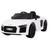 JOKO Elektrické autíčko Audi R8 Spyder, kožené sedadlo, penové kolesá, FM rádio, odpružené, biele
