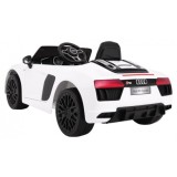 JOKO Elektrické autíčko Audi R8 Spyder, kožené sedadlo, penové kolesá, FM rádio, odpružené, biele