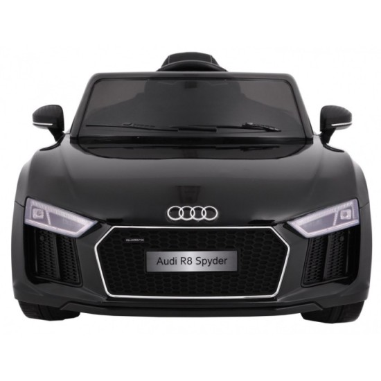 JOKO Elektrické autíčko Audi R8 Spyder, kožené sedadlo, penové kolesá, FM rádio, odpružené, čierne