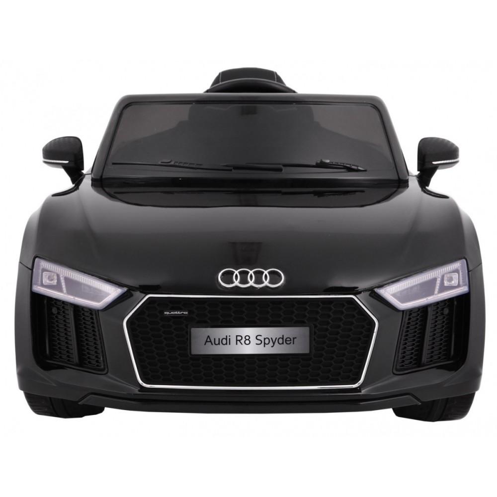 JOKO Elektrické autíčko Audi R8 Spyder, kožené sedadlo, penové kolesá, FM rádio, odpružené, čierne
