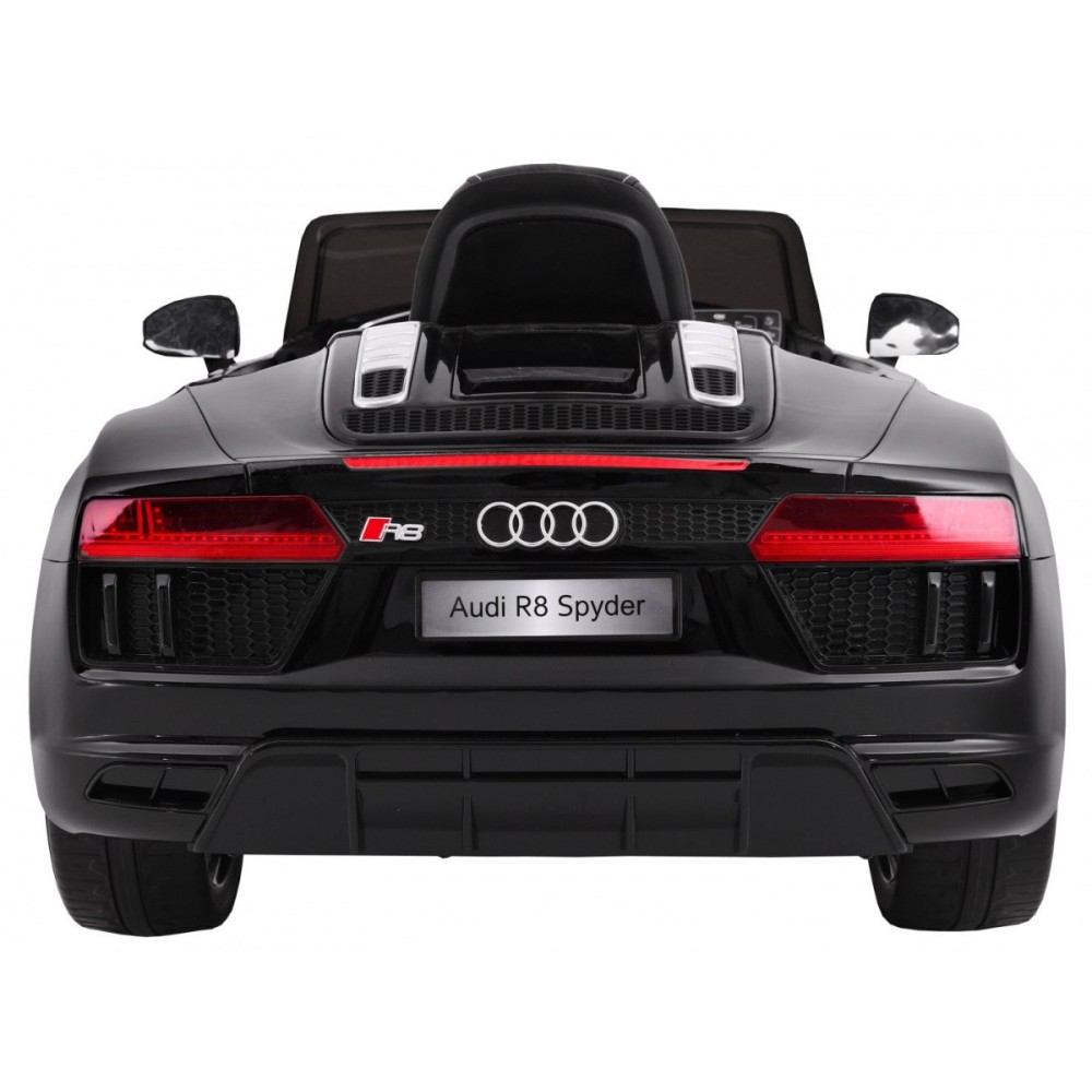 JOKO Elektrické autíčko Audi R8 Spyder, kožené sedadlo, penové kolesá, FM rádio, odpružené, čierne