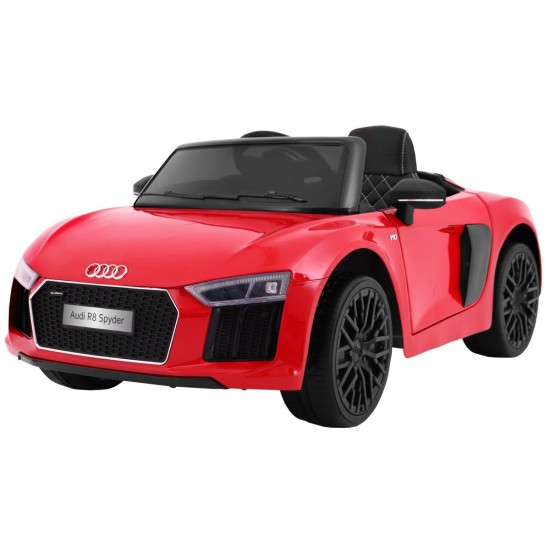 JOKO Elektrické autíčko Audi R8 Spyder, kožené sedadlo, penové kolesá, FM rádio, odpružené, červené