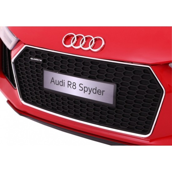 JOKO Elektrické autíčko Audi R8 Spyder, kožené sedadlo, penové kolesá, FM rádio, odpružené, červené
