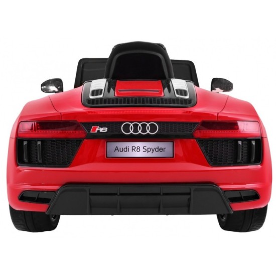 JOKO Elektrické autíčko Audi R8 Spyder, kožené sedadlo, penové kolesá, FM rádio, odpružené, červené