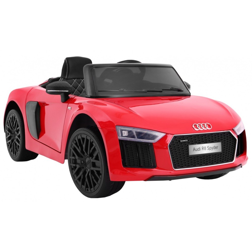 JOKO Elektrické autíčko Audi R8 Spyder, kožené sedadlo, penové kolesá, FM rádio, odpružené, červené