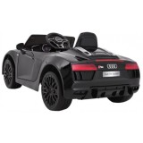 JOKO Elektrické autíčko Audi R8 Spyder, Lakované, kožené sedadlo, penové kolesá, FM rádio, odpružené, čierne