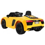 JOKO Elektrické autíčko Audi R8 Spyder, kožené sedadlo, penové kolesá, FM rádio, odpružené, žlté