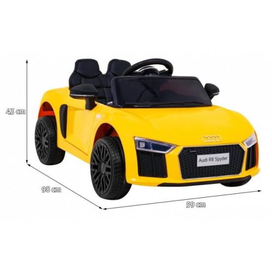 JOKO Elektrické autíčko AUDI R8, penové kolesá, kožené sedadlo, žlté