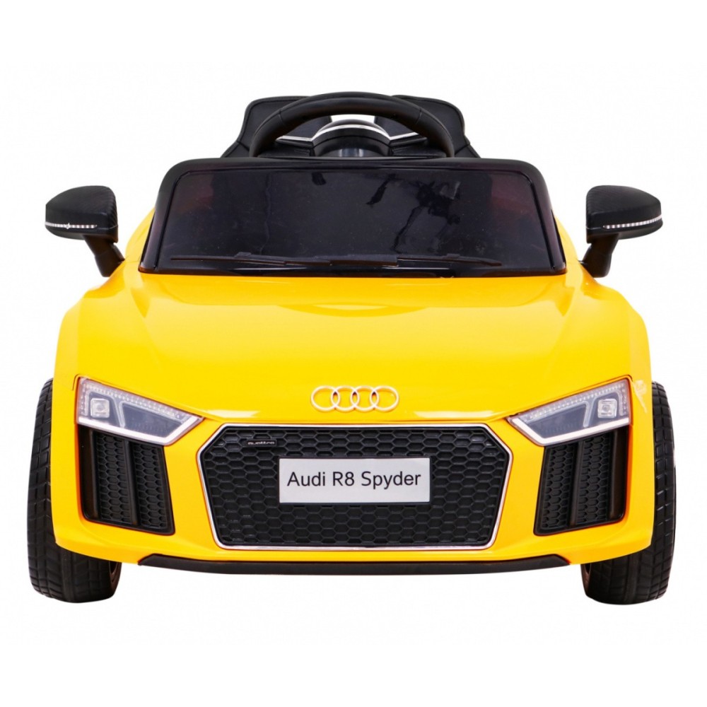 JOKO Elektrické autíčko AUDI R8, penové kolesá, kožené sedadlo, žlté