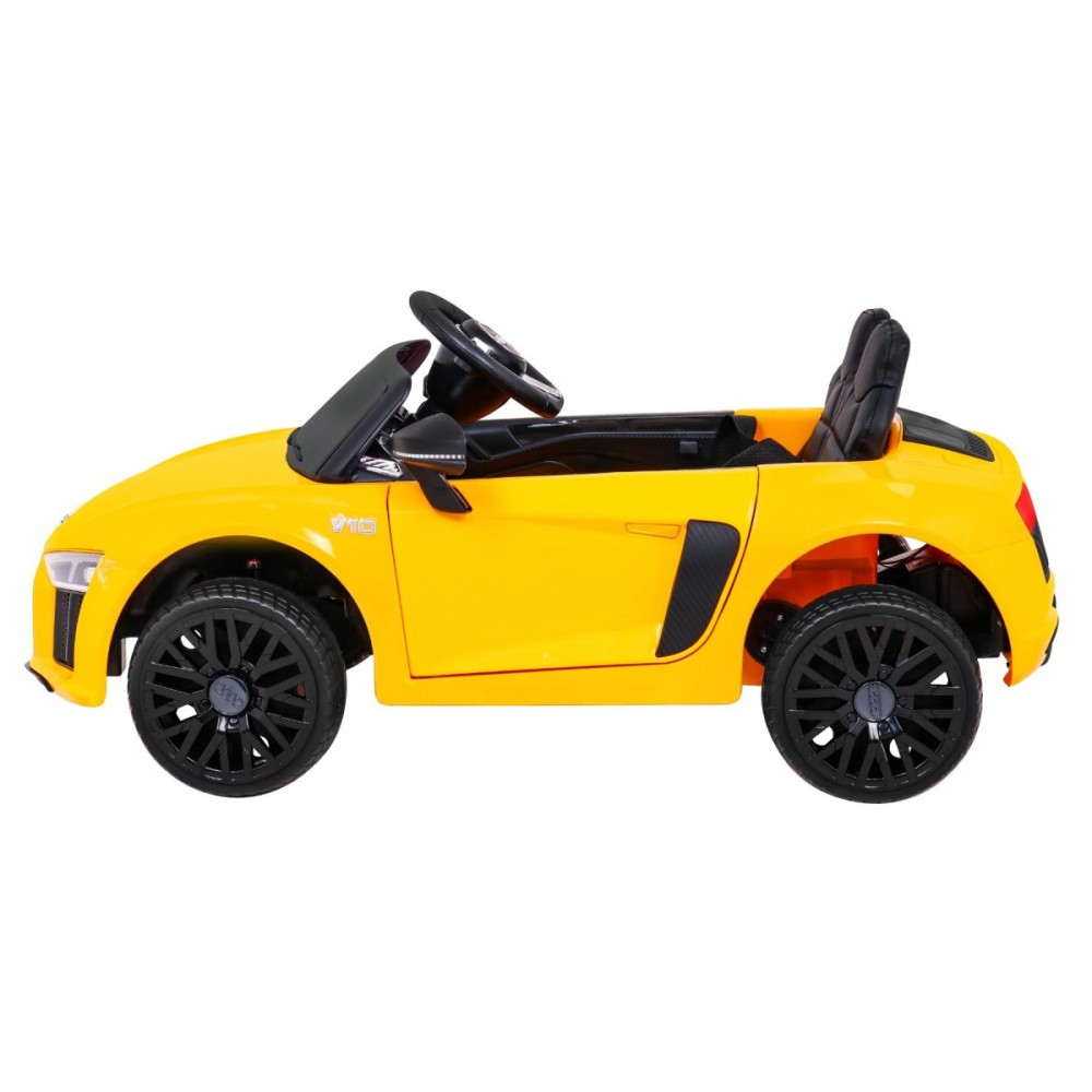 JOKO Elektrické autíčko AUDI R8, penové kolesá, kožené sedadlo, žlté