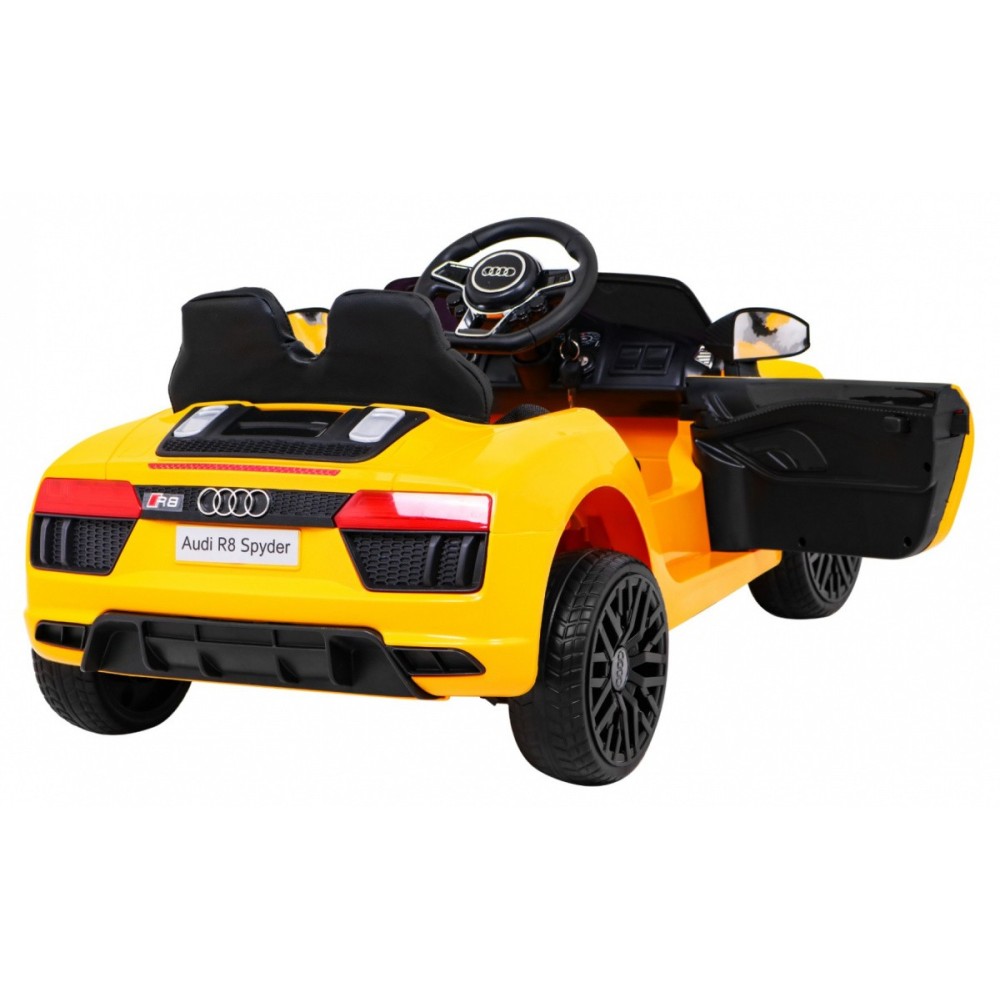JOKO Elektrické autíčko AUDI R8, penové kolesá, kožené sedadlo, žlté