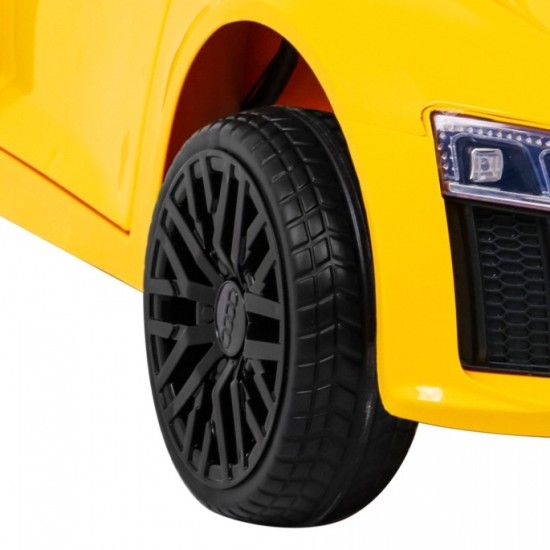 JOKO Elektrické autíčko AUDI R8, penové kolesá, kožené sedadlo, žlté